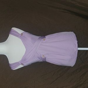 Lavender top with crossing wide straps